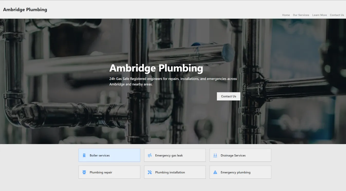 Ambridge Plumbing website screenshot