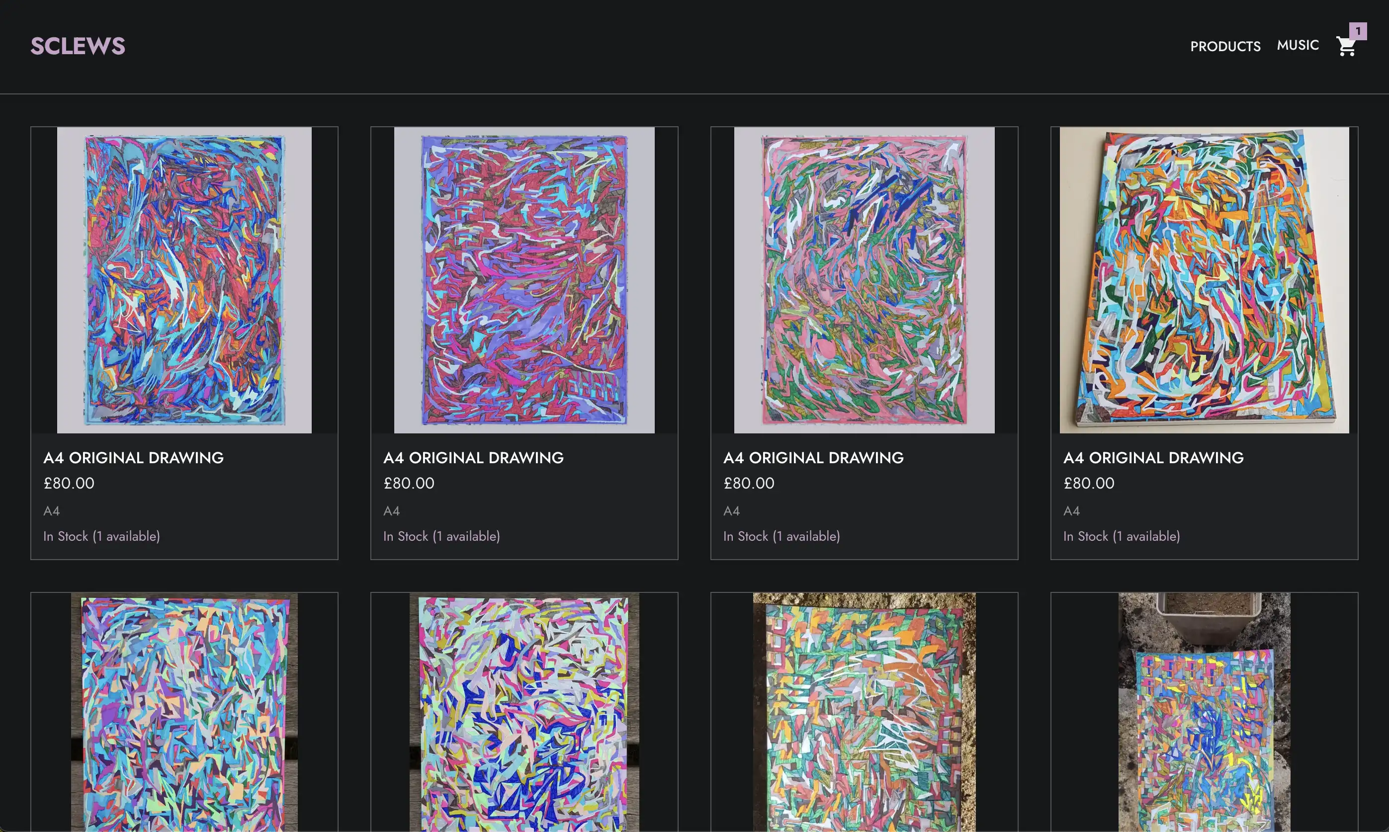 Sclews Webstore e-commerce website screenshot